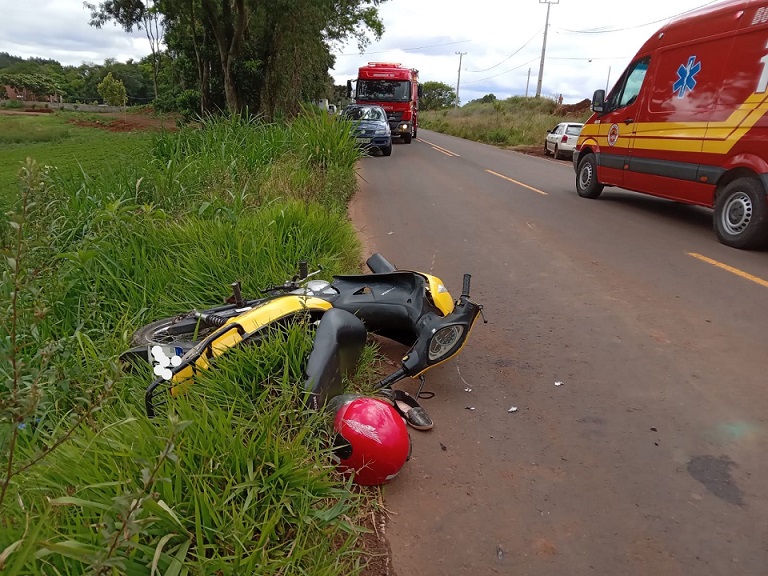 Acidente no Oeste de SC deixa motociclista com suspeita de traumatismo craniano