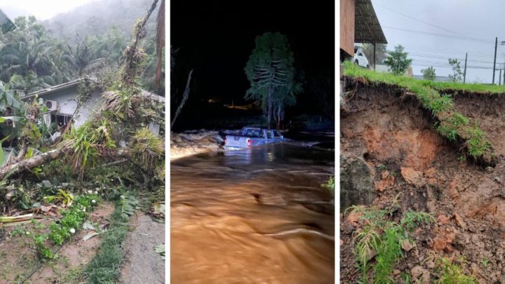 Chuva intensa em SC causa estragos em 4 regiões; Defesa Civil mantém alerta máximo