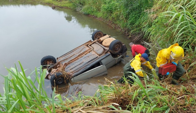 Carro cai em açude e motorista morre afogado no oeste de SC