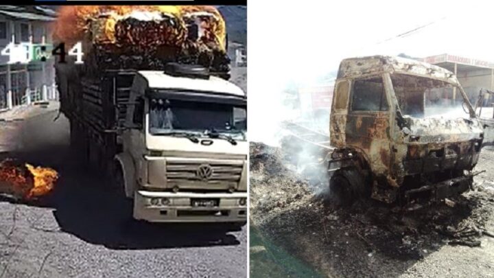 Vídeo: caminhão fica destruído ao bater em fiação e ser tomado pelas chamas na Serra Catarinense