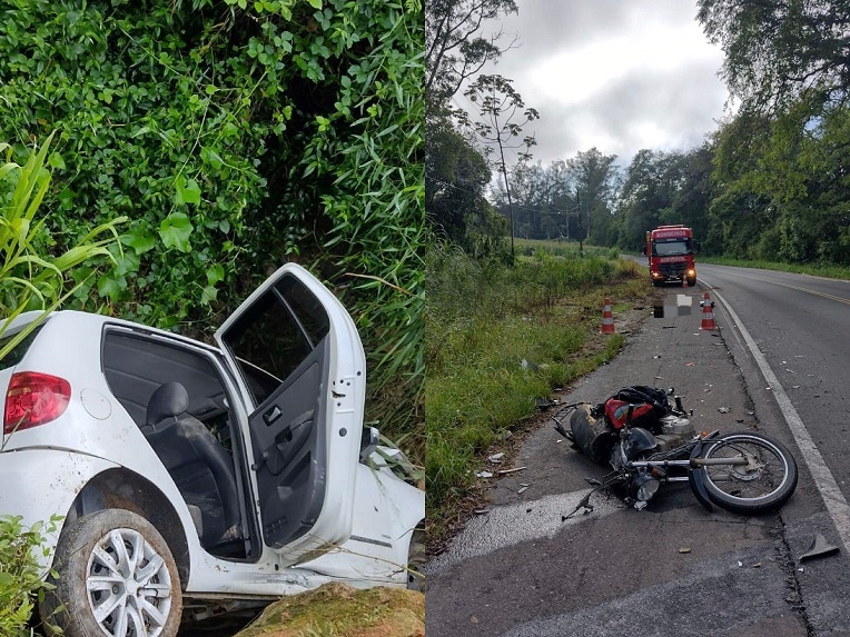 Motociclista morre ao colidir moto com carro na SC-108