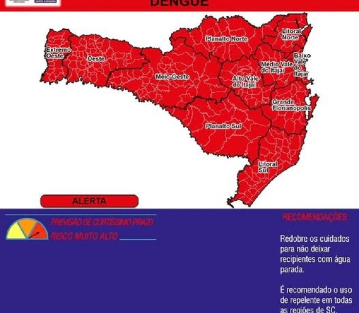 Defesa Civil emite alerta vermelho e pede atenção da população catarinense para a dengue