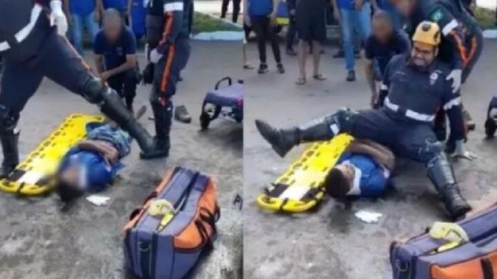 Vídeo: socorrista do SAMU cai em cima de paciente durante atendimento