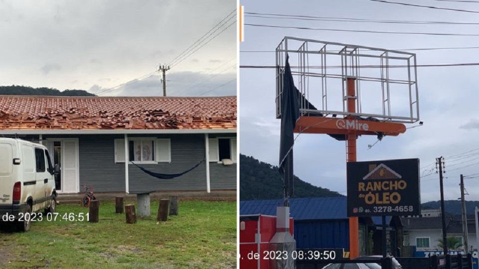 Imagens: cidade da Serra Catarinense registra rajadas de vento acima dos 127 km/h