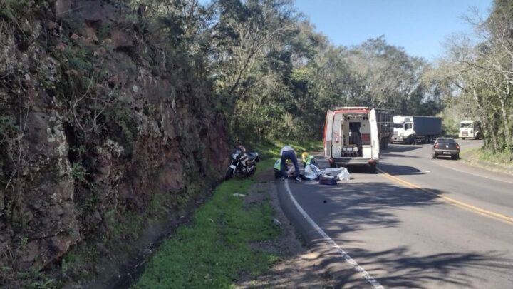 Motociclista tem ferimentos considerados graves em saída de pista em Seara