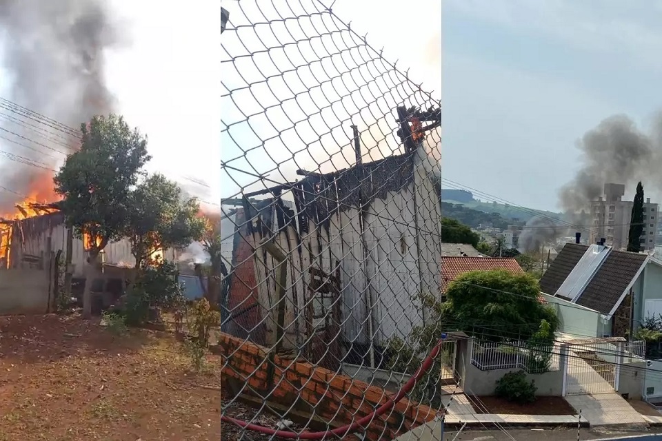 Imagens: casa é completamente destruída pelo fogo em Chapecó