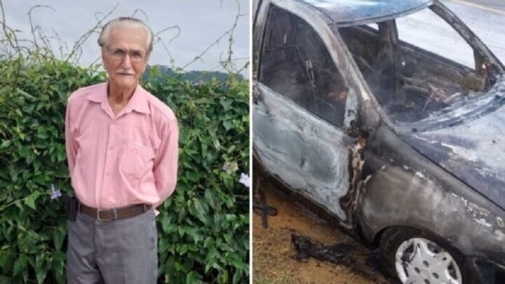 Idoso de 89 anos morre carbonizado após carro pegar fogo na BR-116