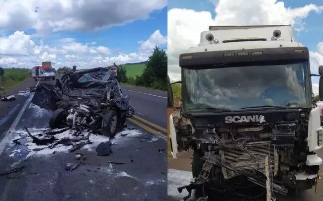 Acidente entre carro e caminhão deixa duas pessoas mortas na BR-282 em Ponte Serrada