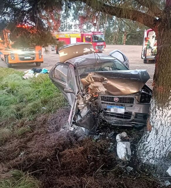 Carro sai da pista, colide em árvore e deixa feridos no Oeste