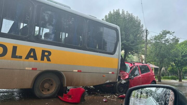 Vídeo: mulher morre em colisão contra ônibus parado no centro de Itá