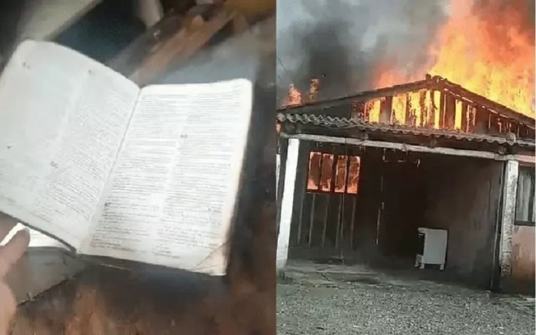 Vídeo: Bíblia é encontrada intacta após incêndio destruir residência em SC
