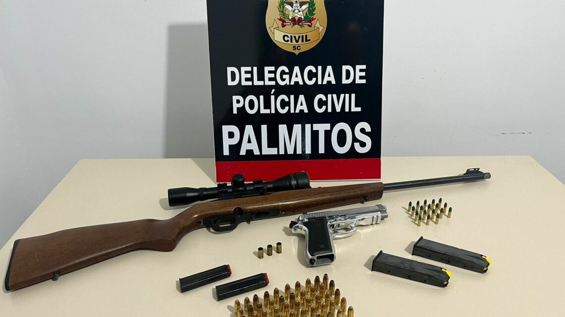 Polícia Civil cumpre mandado de busca e apreensão e apreende duas armas de fogo em Palmitos