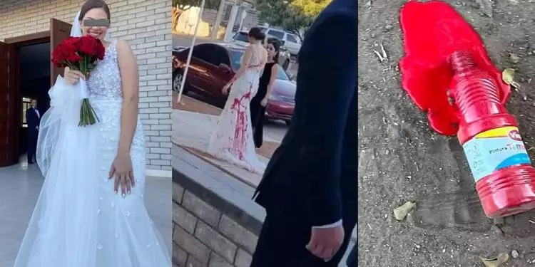 Sogra tenta arruinar casamento jogando tinta no vestido da noiva