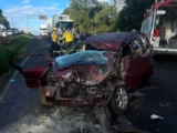 Homem fica ferido após colisão entre carro e caminhão na SC-480 em Chapecó