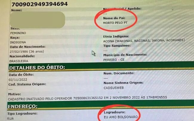 ‘Morto pelo PT’: Ao procurar atendimento médico, catarinense descobre estar “morta” desde 2022