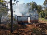 Galpão é destruído pelo fogo no interior de Nova Erechim