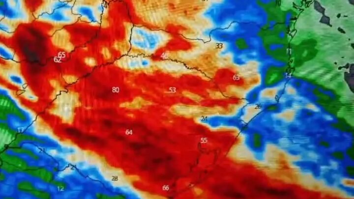 Volta da chuva: SC com temporais de chuva intensa e RS com chance de 100 mm até sexta