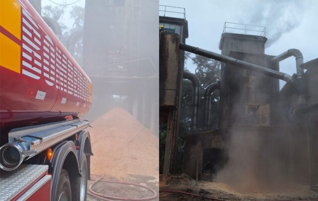 Incêndio em depósito de maravalha mobiliza bombeiros no Oeste de SC