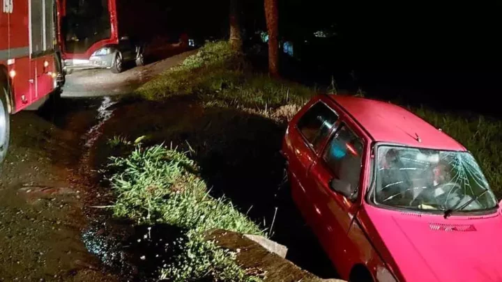 Motorista perde controle e cai em dissipador na BR-116