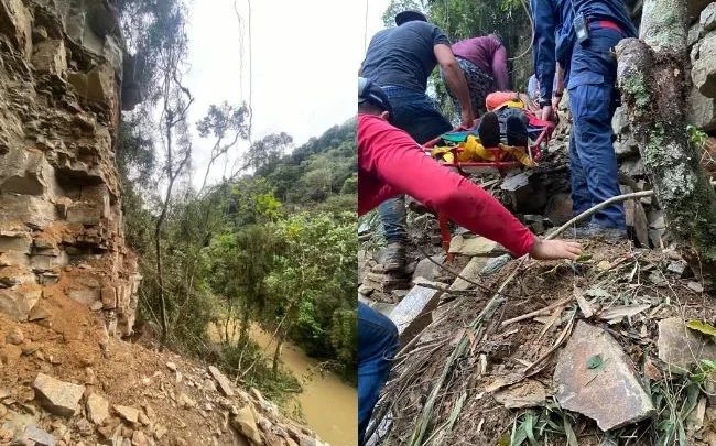 Árvore cai sobre homem e resgate em local de difícil acesso mobiliza bombeiros em SC