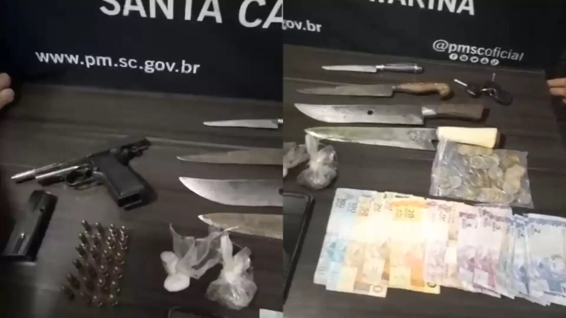 Ameaça, drogas e fuga: homem é preso com pistola embaixo do travesseiro em SC Ameaça, drogas e fuga: homem é preso com pistola embaixo do travesseiro em SC