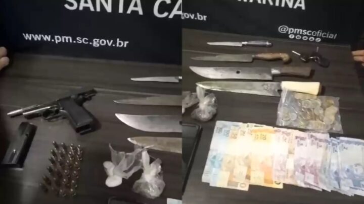 Ameaça, drogas e fuga: homem é preso com pistola embaixo do travesseiro em SC