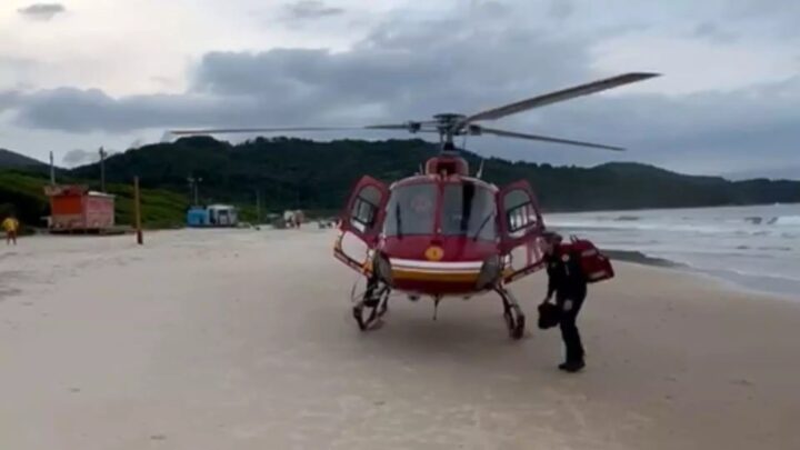 Homem é picado por jararaca em praia de SC e levado de helicóptero ao hospital