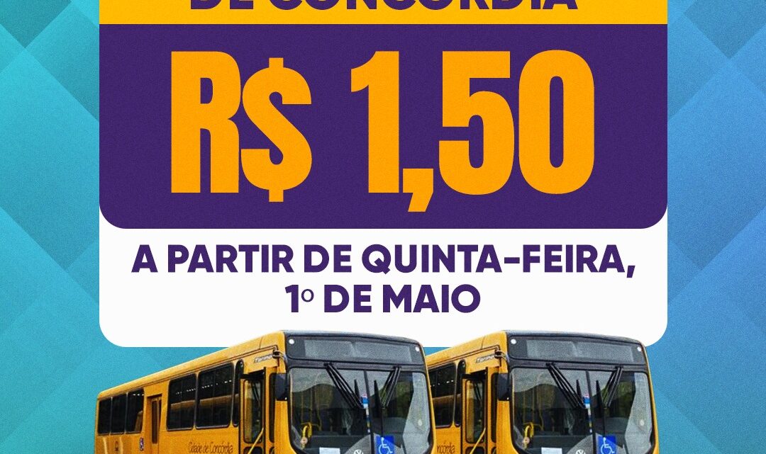 Passagem baixa para R$ 1,50 em Concórdia Passagem baixa para R$ 1,50 em Concórdia