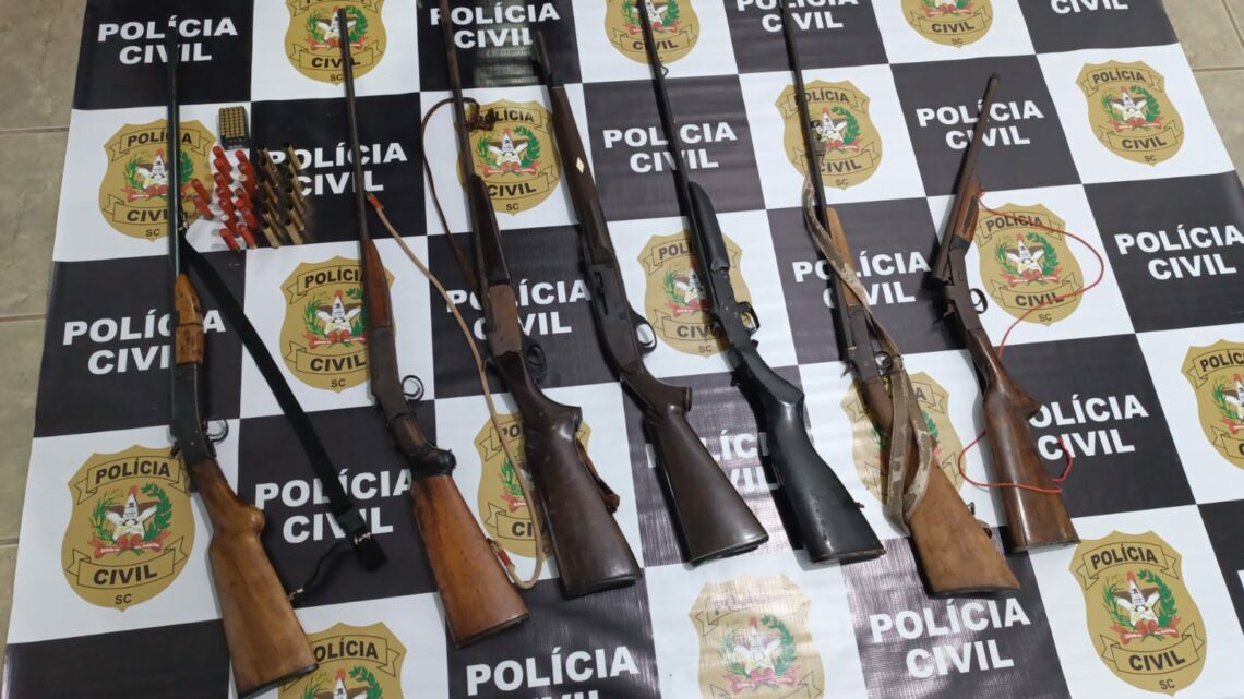 Polícia Civil apreende sete armas de fogo e prende homem em flagrante durante operação Polícia Civil apreende sete armas de fogo e prende homem em flagrante durante operação