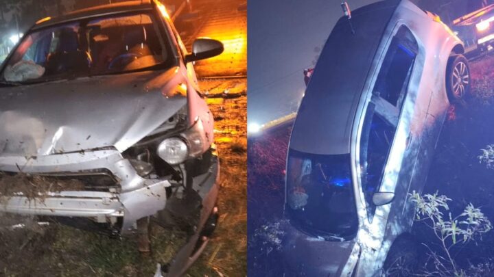 Mãe e filha sofrem ferimentos após carro cair em vala na SC-114 em Palmeira