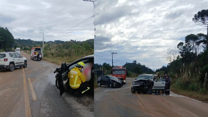Colisão frontal deixa dois feridos em Rancho Queimado