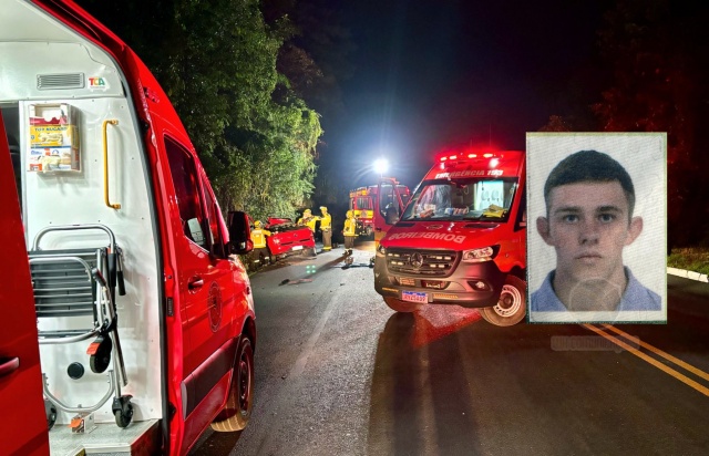 Motorista morre em grave acidente entre carro e carreta no interior de SC Motorista morre em grave acidente entre carro e carreta no interior de SC