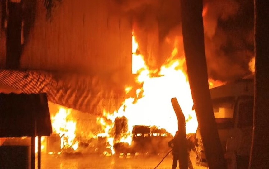 Fogo atinge galpão de sementes em Abelardo Luz