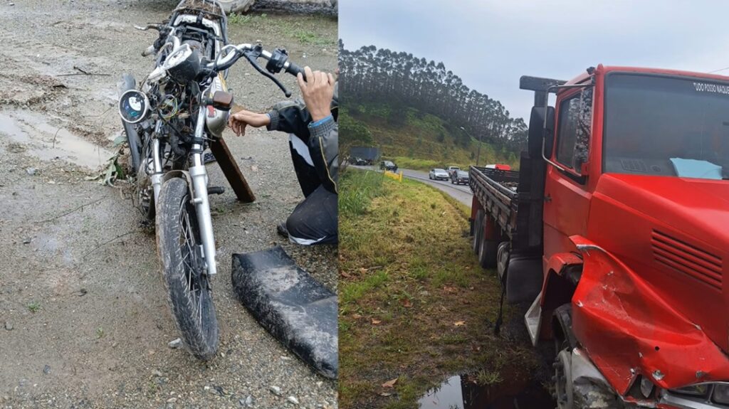 Motociclista sem CNH fica gravemente ferido após ultrapassagem proibida em rodovia de SC Motociclista sem CNH fica gravemente ferido após ultrapassagem proibida em rodovia de SC