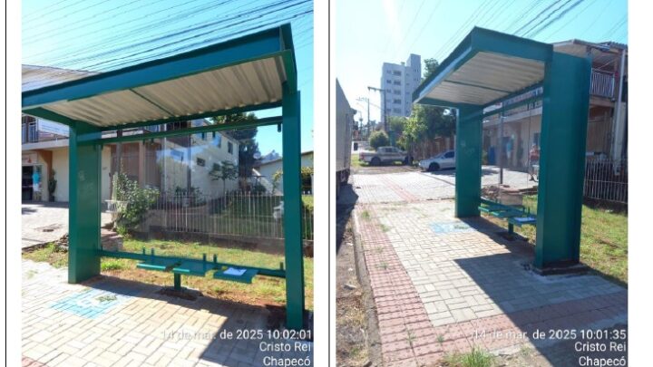 Prefeitura de Chapecó instalou 71 abrigos para passageiros de ônibus