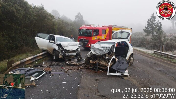 Motorista sofre ferimentos graves em acidente na BR-282 em Campos Novos