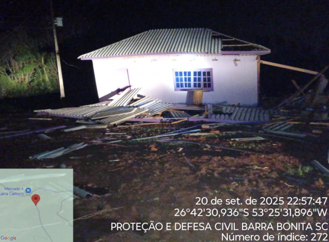 Temporal atinge mais de 30 propriedades em Barra Bonita e causa estragos no interior de São Miguel do Oeste