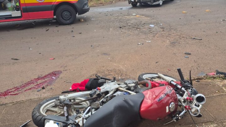 Motociclista fica ferido após colisão entre carro e moto em Xanxerê