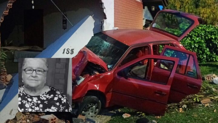 Idosa morre após carro colidir contra muro de residência em SC