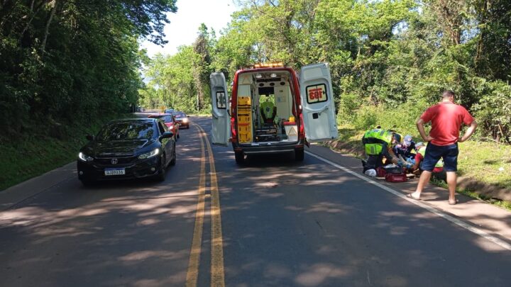 Motociclista fica ferido em acidente na SC-386 em Mondaí