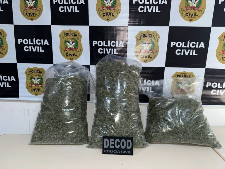 Polícia Civil prende homem em flagrante por tráfico de drogas em Palhoça e apreende 4 quilos de skunk