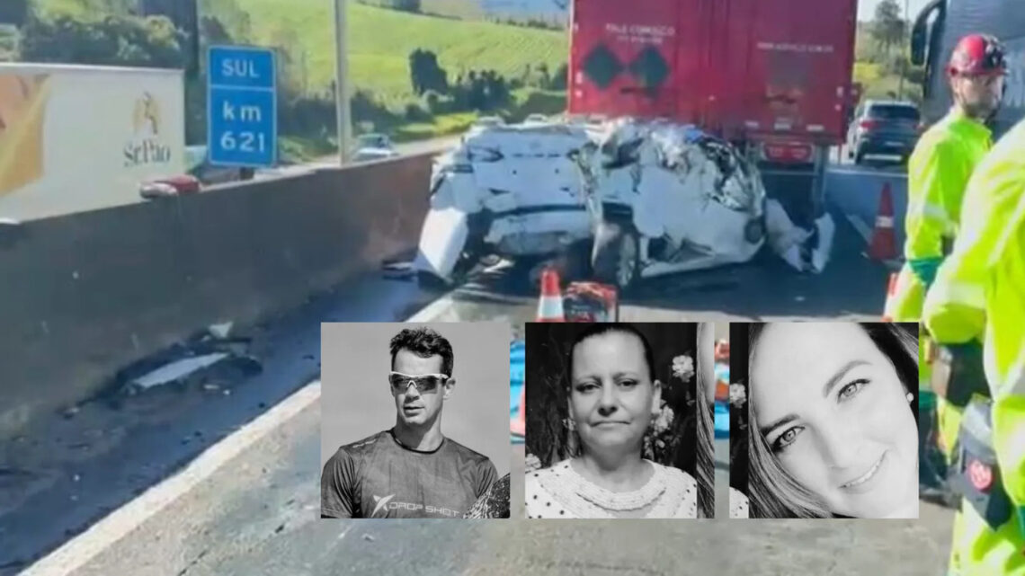 Carro é ‘esmagado’ entre carretas e deixa três mortos na BR-376