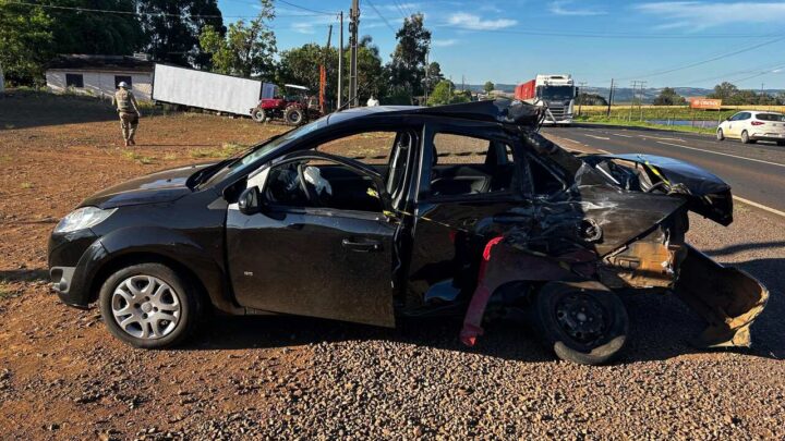 Acidente deixa duas pessoas feridas na SC-480 em Xanxerê