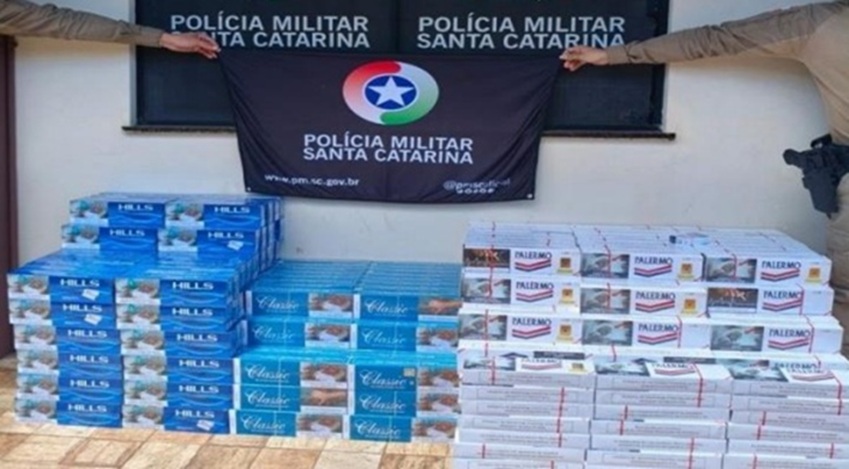 Mais de dez mil maços de cigarro contrabandeados são apreendidos em São Lourenço do Oeste