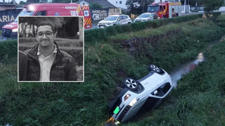 Identificado jovem que morreu após carro cair no Rio Carahá em Lages