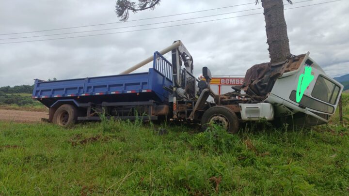 Motorista morre após caminhão colidir contra árvore no interior de São João do Oeste