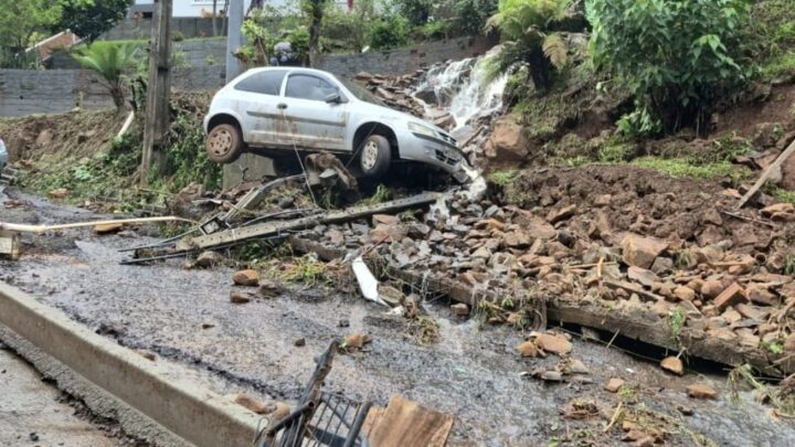 Deslizamentos de terra e alagamentos são registrados após forte chuva em Joaçaba