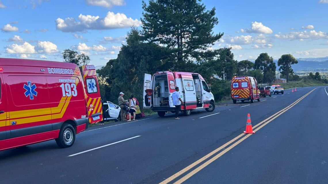 Colisão frontal deixa um morto e quatro feridos na SC-114 em Painel